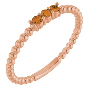 14K Rose Gold Natural Citrine Beaded Ring