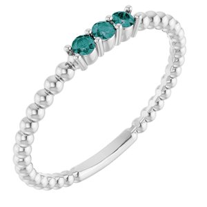Platinum Natural Alexandrite Beaded Ring