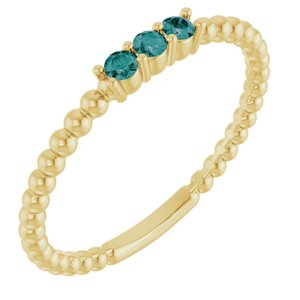 14K Yellow Gold Natural Alexandrite Beaded Ring