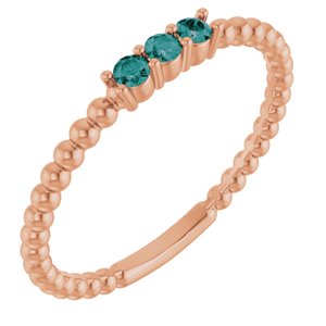 14K Rose Gold Natural Alexandrite Beaded Ring