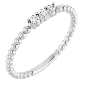 14K White Gold 1/10 CTW Natural Diamond Beaded Ring