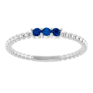 Platinum Lab-Grown Blue Sapphire Beaded Ring