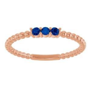 14K Rose Gold Lab-Grown Blue Sapphire Beaded Ring