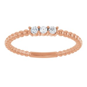 14K Rose Gold 1/10 CTW Natural Diamond Beaded Ring