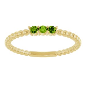 14K Yellow Gold Natural Peridot Beaded Ring