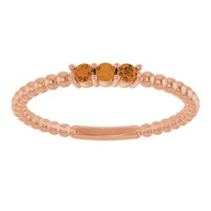 14K Rose Gold Natural Citrine Beaded Ring