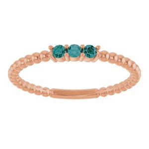 14K Rose Gold Natural Alexandrite Beaded Ring