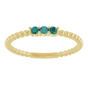 14K Yellow Gold Natural Alexandrite Beaded Ring