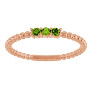 14K Rose Gold Natural Peridot Beaded Ring