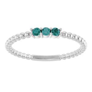 Sterling Silver Natural Alexandrite Beaded Ring
