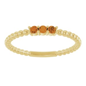 14K Yellow Gold Natural Citrine Beaded Ring