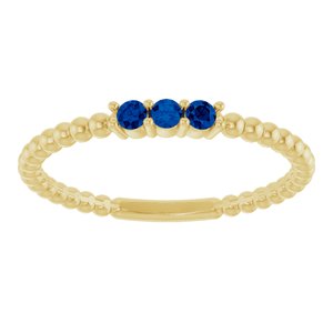 14K Yellow Gold Lab-Grown Blue Sapphire Beaded Ring