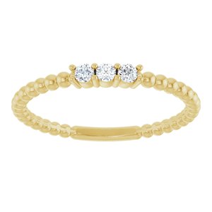14K Yellow Gold 1/10 CTW Natural Diamond Beaded Ring