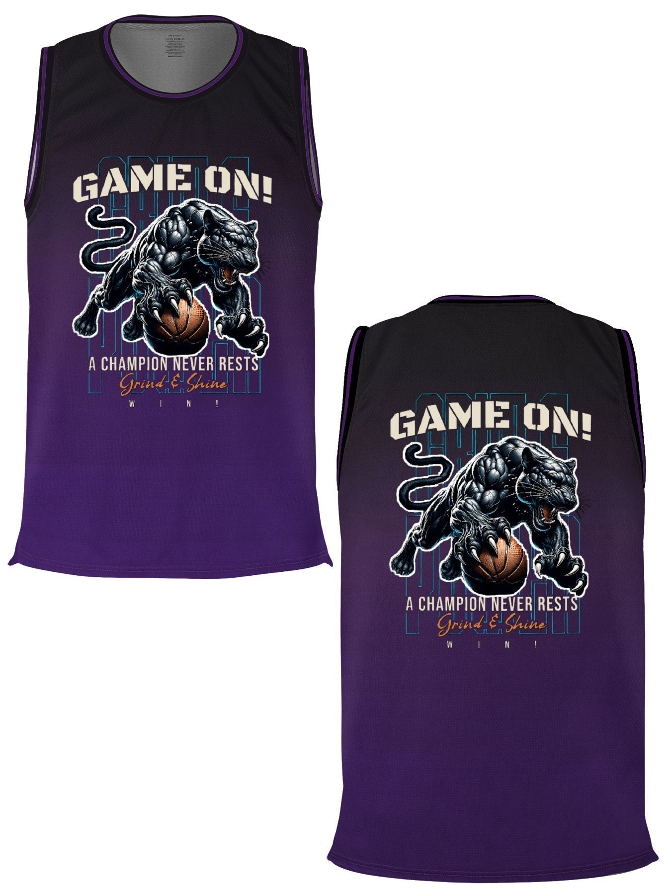 Game On! Grind & Shine Jaguar Purple Basketball Jersey - Front & Back Printing