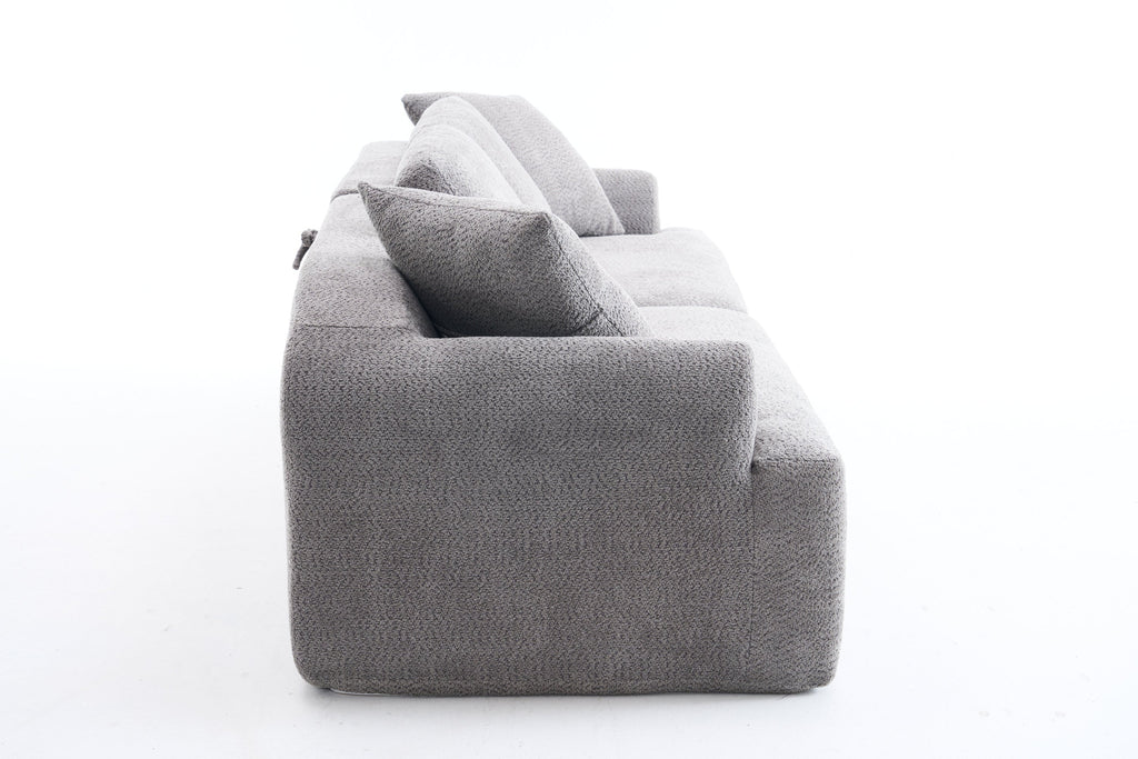 LY-024GY COMPRESSION SOFA: 4-seater combined sofa, Crochet Yarn Fabric, full sponge compression sofa,combined sofa with 4 pillows for home living/ Home Furniture/ Apartment/Office/House