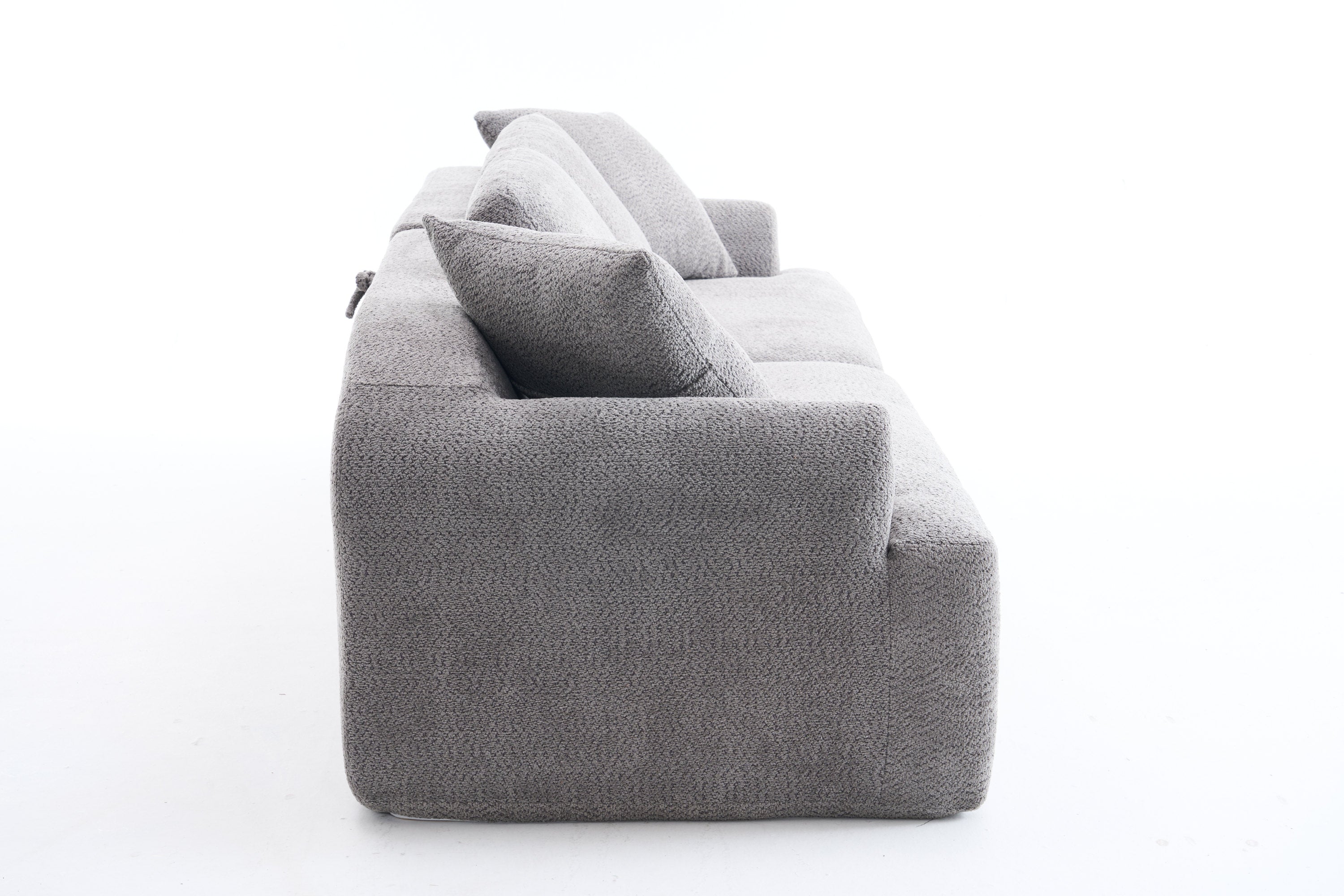 LY-024GY COMPRESSION SOFA: 4-seater combined sofa, Crochet Yarn Fabric, full sponge compression sofa,combined sofa with 4 pillows for home living/ Home Furniture/ Apartment/Office/House
