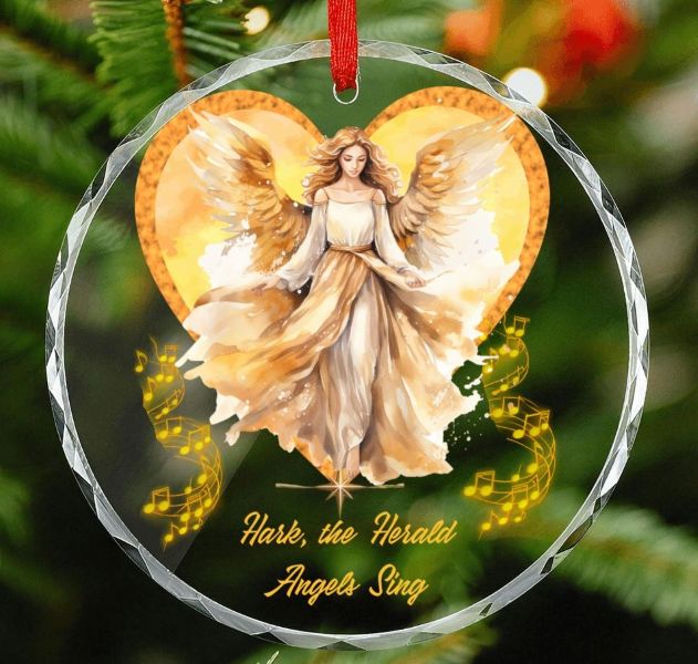 Faith Based Christmas Carols Golden Ornament Set - Set of 4