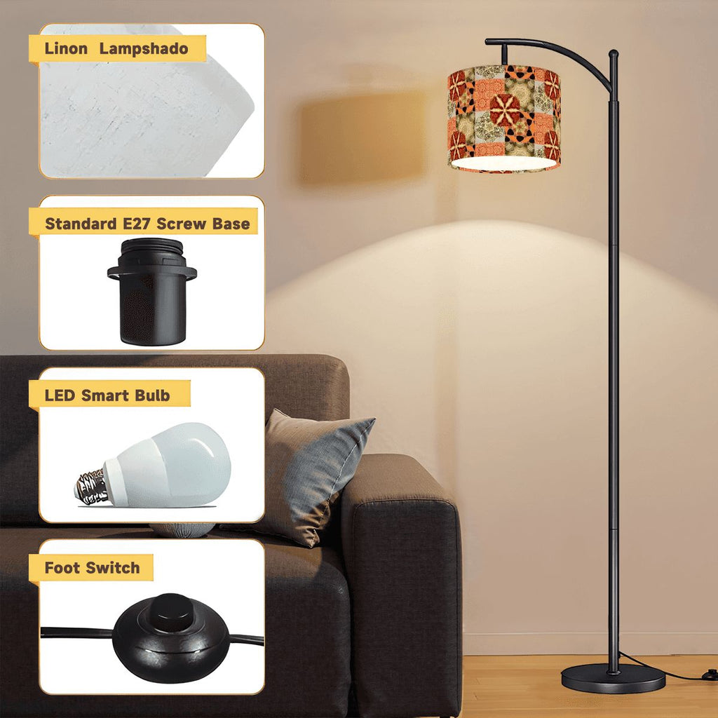 Heritage Revival Quilt Design Arc Floor Lamp (Made in USA)