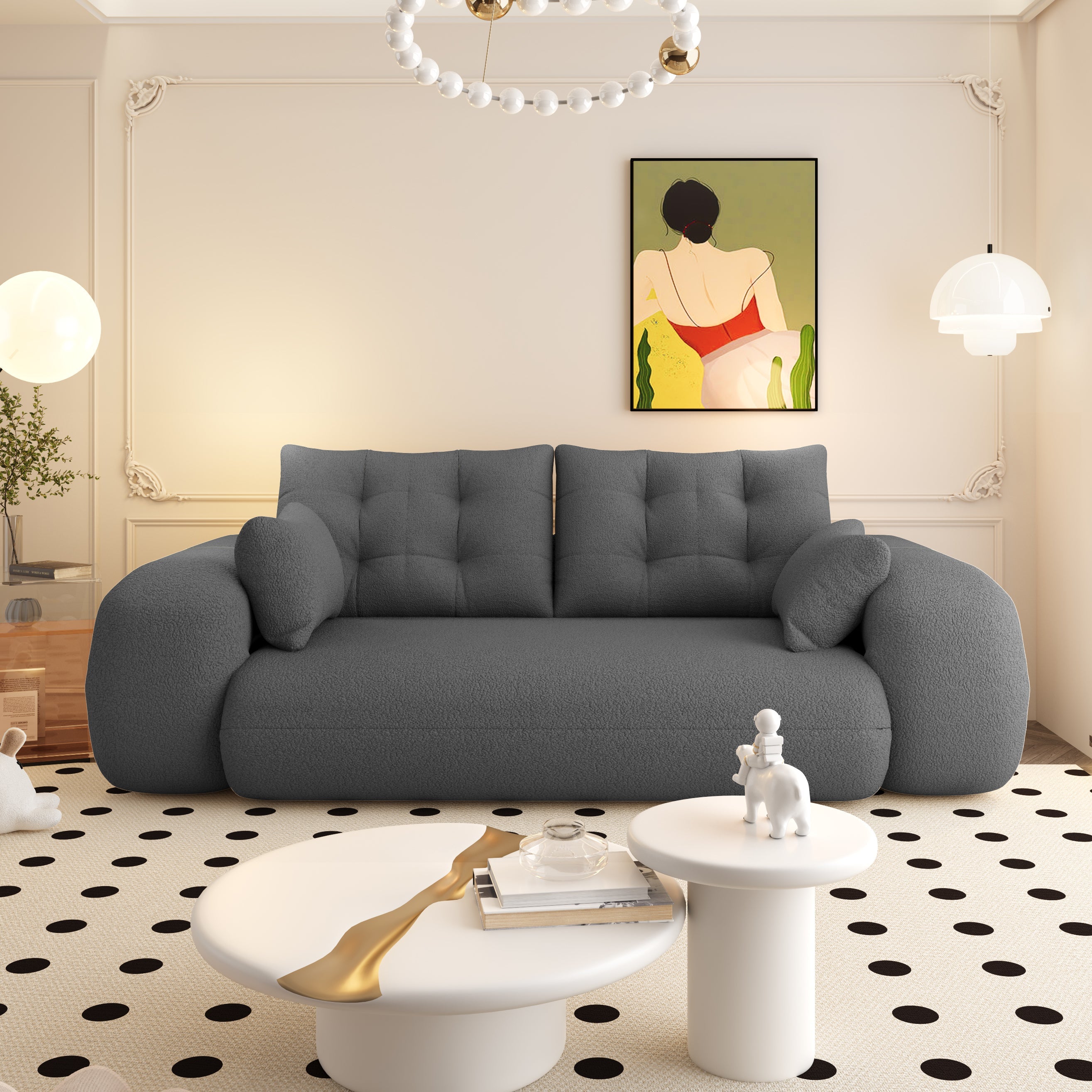 Human Dog Bed, Lazy Sofa Couch, 78.7 ' Multi-Functional Foldable Sofa Bed, 3-in-1 Teddy Fabric Foam-Filled Sleeper Sofa Bed for Living Room,Guest Bed,Playroom,Grey