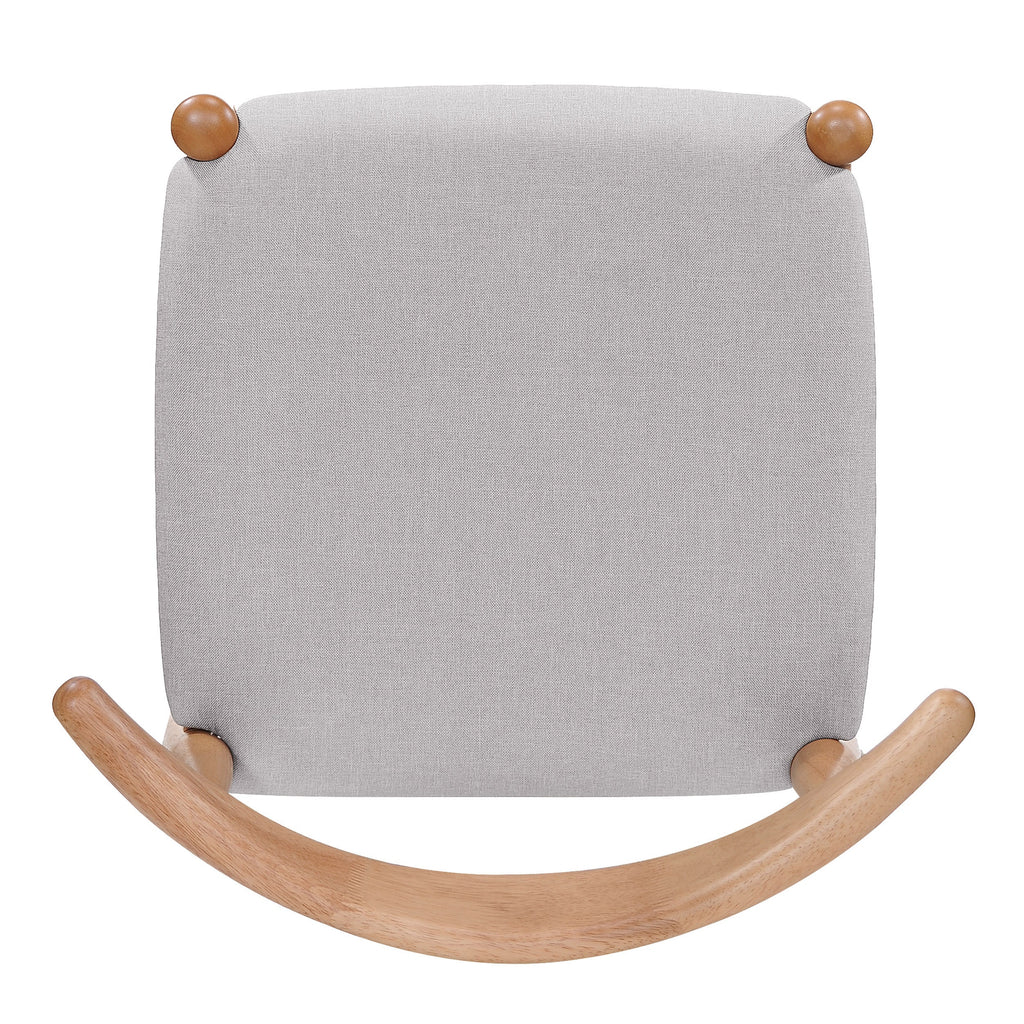Candescent Dining Chair with Curved Back and Wood Frame, Set of 2, Beige
