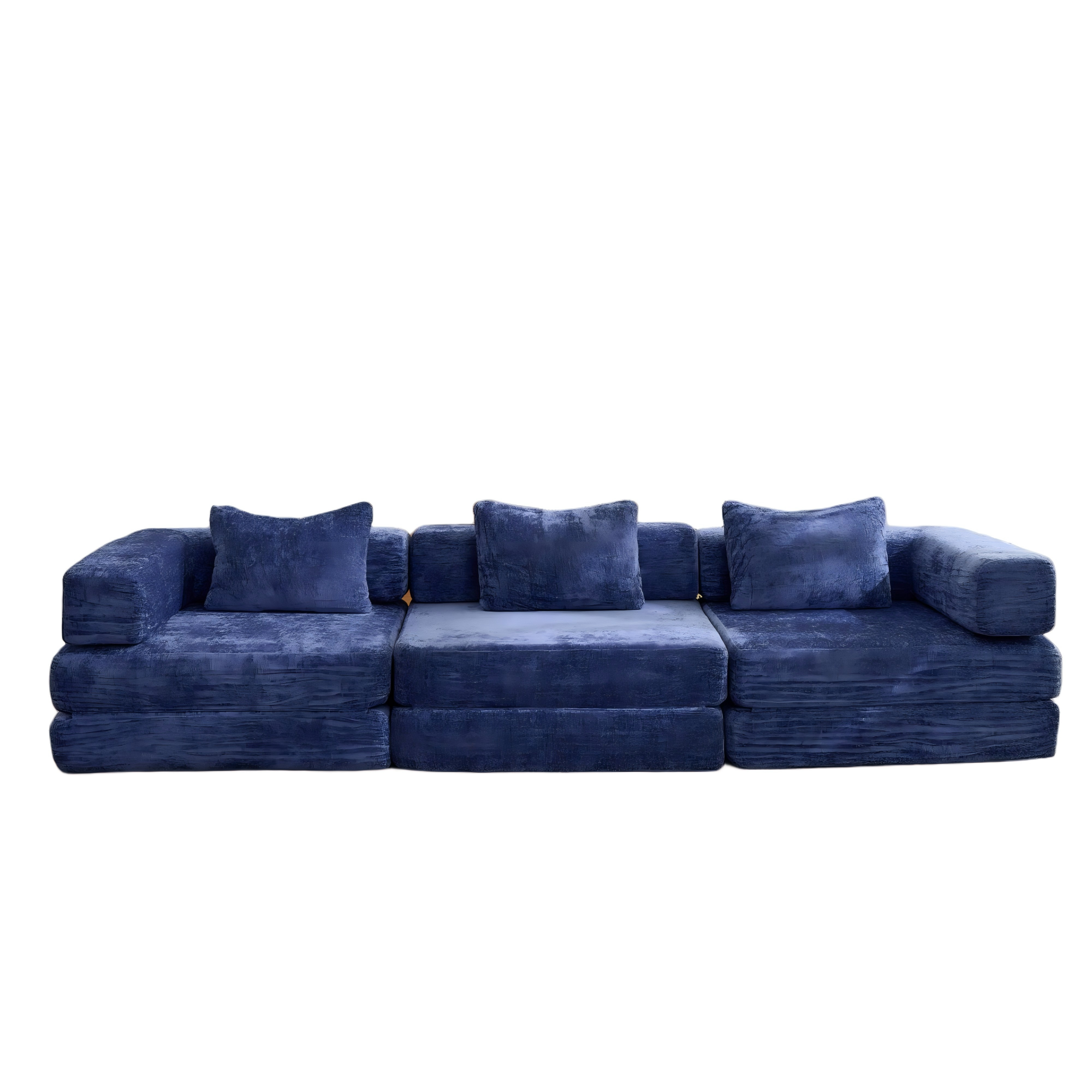 Compression Sofa,Convertible Floor Sofa Bed with Fixed-Shape Frame, Boneless Modular Sectional Sofa,No Assembly Required,Chenille fabric,for Living Room Bedroom,Dark Blue