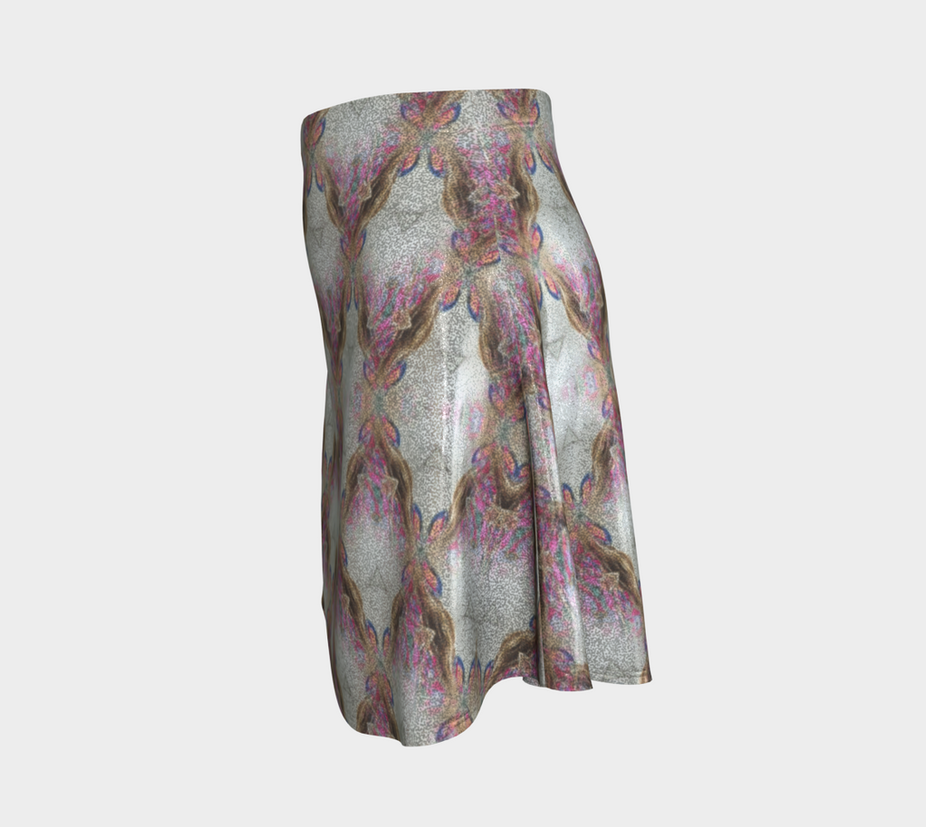 Pink and Gold Pattern Glitter Flared Skirt