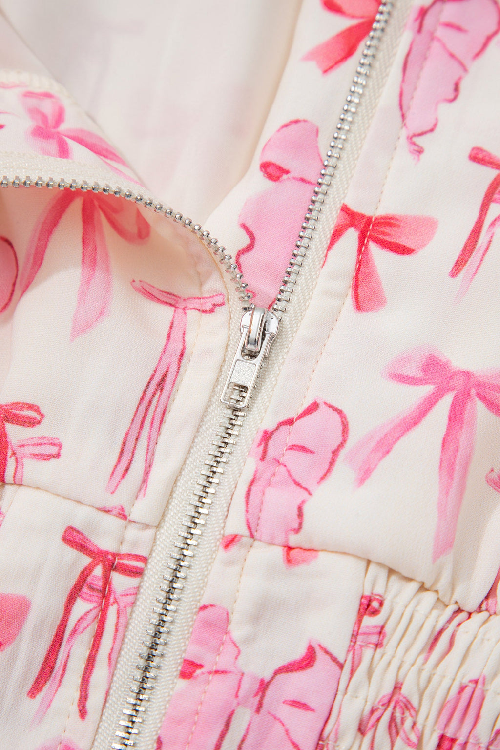 Bow Zip Up Cinched Waist Mini Dress