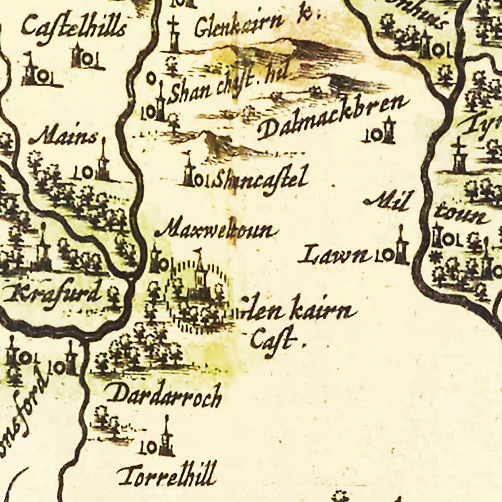 Vintage Map of Southern Scotland 1665