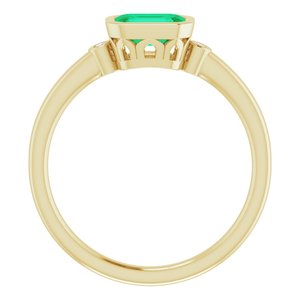 14K Yellow Gold Lab-Grown Emerald & .02 CTW Natural Diamond Ring