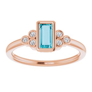 14K Rose Gold Natural London Blue Topaz & .06 CTW Natural Diamond Ring