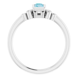 14K White Gold Natural London Blue Topaz & .06 CTW Natural Diamond Ring