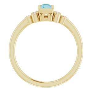 14K Yellow Gold Natural London Blue Topaz & .06 CTW Natural Diamond Ring