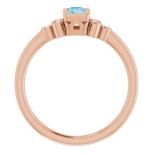 14K Rose Gold Natural London Blue Topaz & .06 CTW Natural Diamond Ring