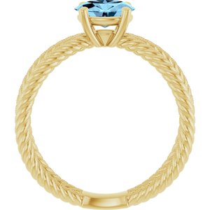14K Yellow Gold Natural Aquamarine Rope Ring