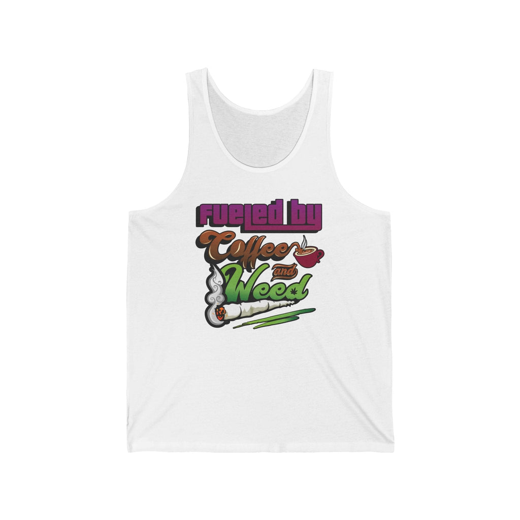 Fueled by Coffee and Weed – Unisex Jersey Tank Top
