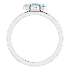 14K White Gold Natural Aquamarine Cluster Ring