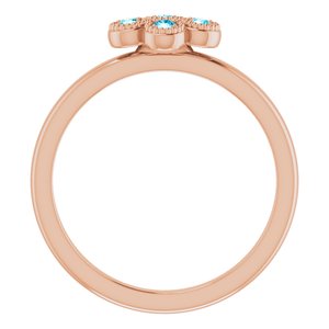 14K Rose Gold Natural Aquamarine Cluster Ring