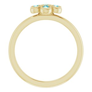14K Yellow Gold Natural Aquamarine Cluster Ring