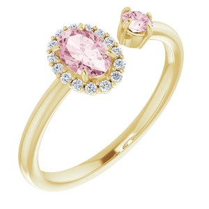 14K Yellow Gold Natural Pink Morganite & 1/6 CTW Natural Diamond Halo-Style Ring