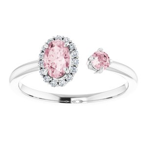 14K White Gold Natural Pink Morganite & 1/6 CTW Natural Diamond Halo-Style Ring