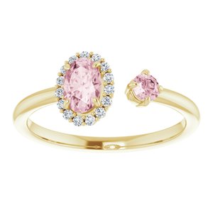 14K Yellow Gold Natural Pink Morganite & 1/6 CTW Natural Diamond Halo-Style Ring