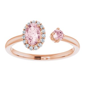 14K Rose Gold Natural Pink Morganite & 1/6 CTW Natural Diamond Halo-Style Ring