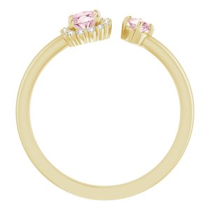 14K Yellow Gold Natural Pink Morganite & 1/6 CTW Natural Diamond Halo-Style Ring