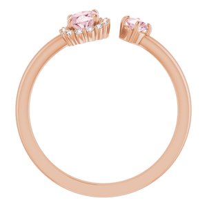 14K Rose Gold Natural Pink Morganite & 1/6 CTW Natural Diamond Halo-Style Ring