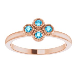 14K Rose Gold Natural Aquamarine Cluster Ring