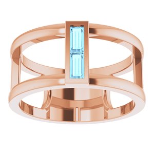 14K Rose Gold Natural Aquamarine Negative Space Ring