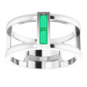Platinum Natural Emerald Negative Space Ring