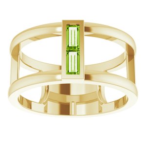 14K Yellow Gold Natural Peridot Negative Space Ring