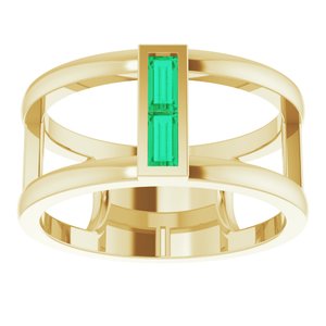 14K Yellow Gold Natural Emerald Negative Space Ring