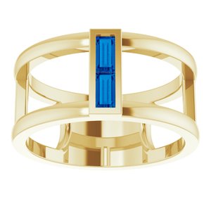 14K Yellow Gold Natural Blue Sapphire Negative Space Ring